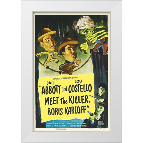 Abbott and Costello - Meet The Killer White Modern Wood Framed Art Print by Hollywood Photo Archive