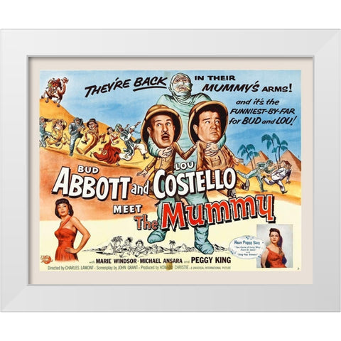 Abbott and Costello - Meet The Mummy White Modern Wood Framed Art Print by Hollywood Photo Archive