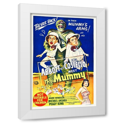 Abbott and Costello - Meet The Mummy White Modern Wood Framed Art Print by Hollywood Photo Archive