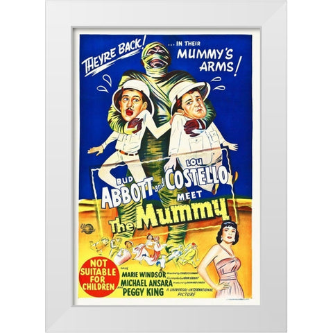 Abbott and Costello - Meet The Mummy White Modern Wood Framed Art Print by Hollywood Photo Archive