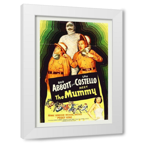 Abbott and Costello - Meet The Mummy White Modern Wood Framed Art Print by Hollywood Photo Archive
