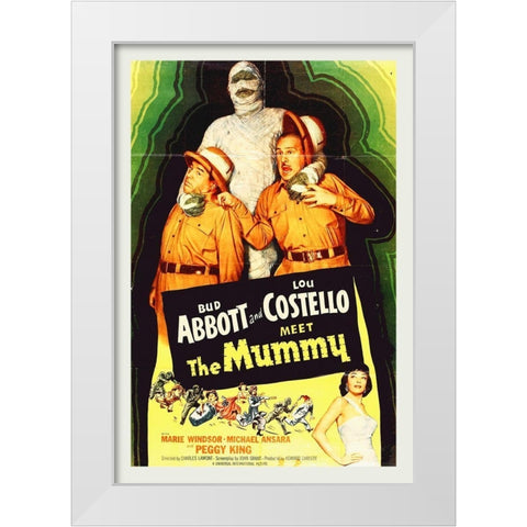 Abbott and Costello - Meet The Mummy White Modern Wood Framed Art Print by Hollywood Photo Archive