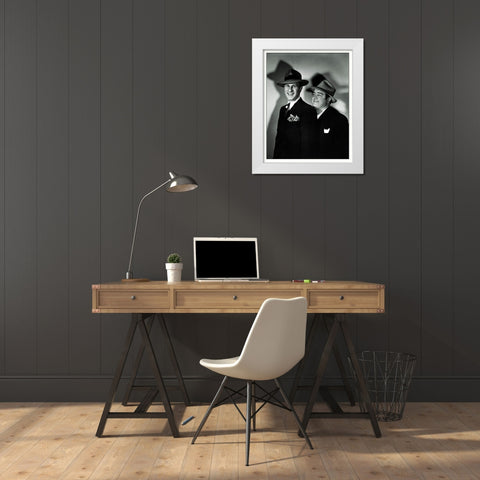 Abbott and Costello - Promotional Still White Modern Wood Framed Art Print by Hollywood Photo Archive