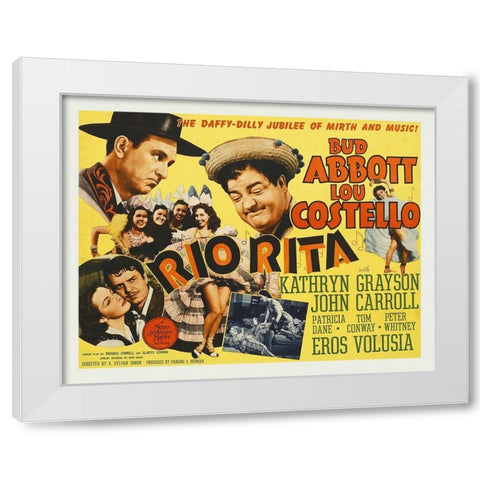 Abbott and Costello - Rio Rita White Modern Wood Framed Art Print by Hollywood Photo Archive