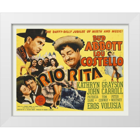 Abbott and Costello - Rio Rita White Modern Wood Framed Art Print by Hollywood Photo Archive