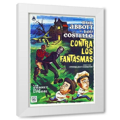 Abbott and Costello - Spanish - Meet The Ghosts White Modern Wood Framed Art Print by Hollywood Photo Archive