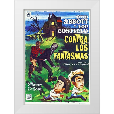 Abbott and Costello - Spanish - Meet The Ghosts White Modern Wood Framed Art Print by Hollywood Photo Archive