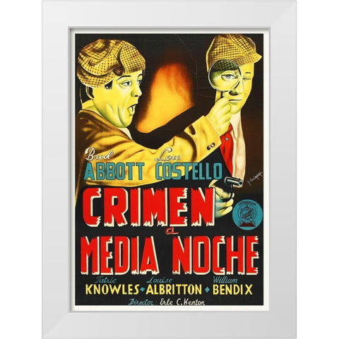 Abbott and Costello - Spanish - Who Done It White Modern Wood Framed Art Print by Hollywood Photo Archive