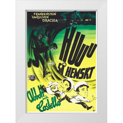 Abbott and Costello - Swedish - Meet Frankenstein White Modern Wood Framed Art Print by Hollywood Photo Archive