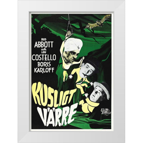 Abbott and Costello - Swedish - Meet The Killer White Modern Wood Framed Art Print by Hollywood Photo Archive