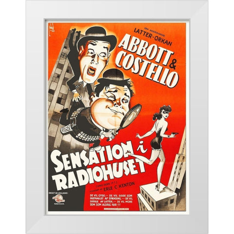 Abbott and Costello - Swedish - Who Done It White Modern Wood Framed Art Print by Hollywood Photo Archive