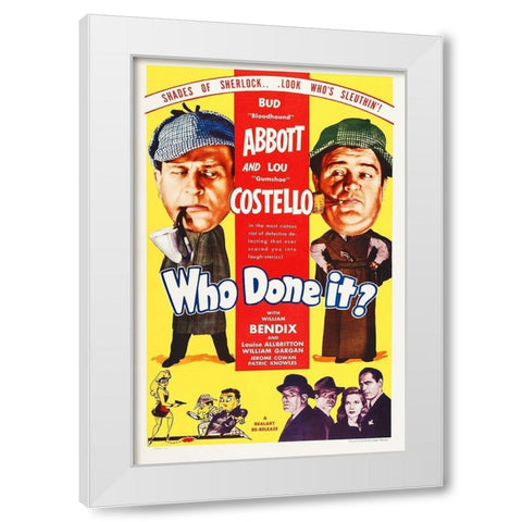 Abbott and Costello - Who Done It White Modern Wood Framed Art Print by Hollywood Photo Archive