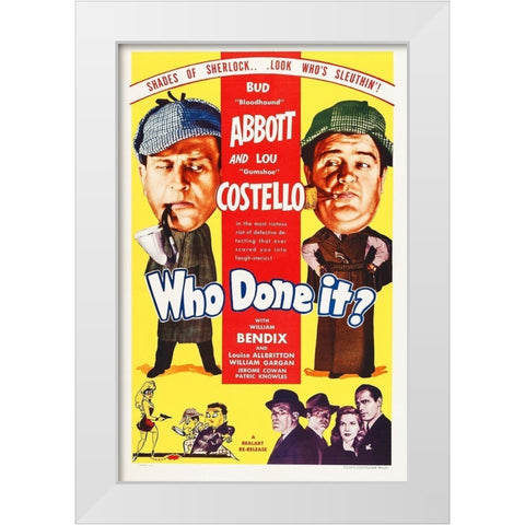 Abbott and Costello - Who Done It White Modern Wood Framed Art Print by Hollywood Photo Archive