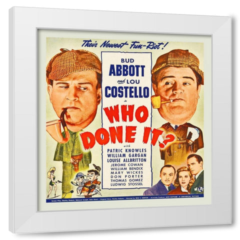Abbott and Costello - Who Done It White Modern Wood Framed Art Print by Hollywood Photo Archive