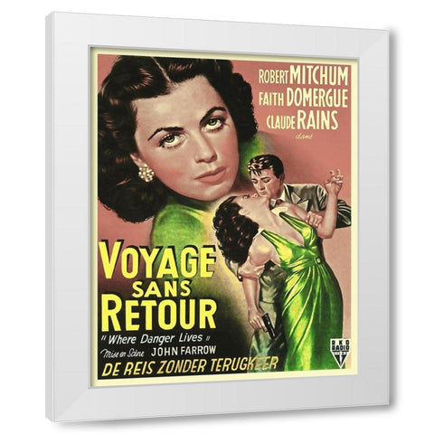 French - Where Danger Lives White Modern Wood Framed Art Print by Hollywood Photo Archive