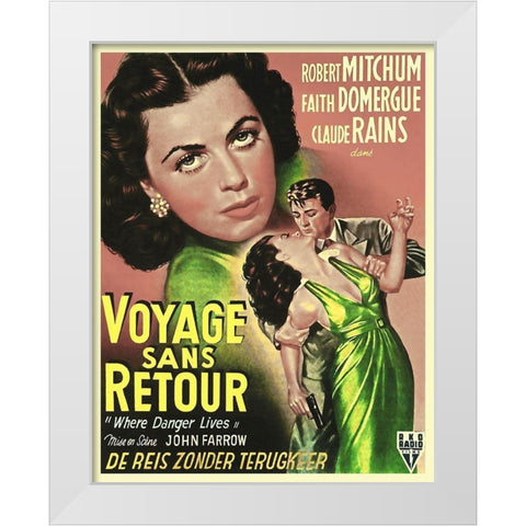 French - Where Danger Lives White Modern Wood Framed Art Print by Hollywood Photo Archive