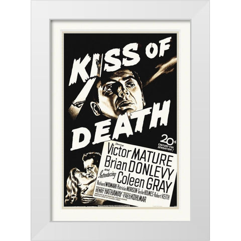 Kiss Of Death White Modern Wood Framed Art Print by Hollywood Photo Archive