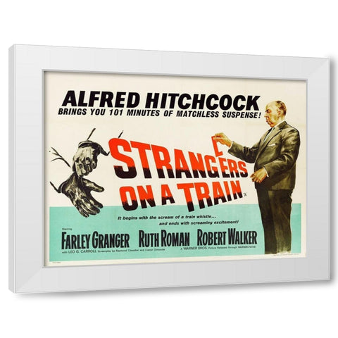Strangers On A Train White Modern Wood Framed Art Print by Hollywood Photo Archive