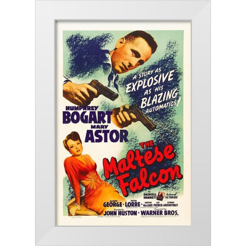 The Maltese Falcon White Modern Wood Framed Art Print by Hollywood Photo Archive