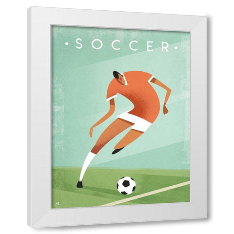 Soccer White Modern Wood Framed Art Print by Wickstrom, Martin