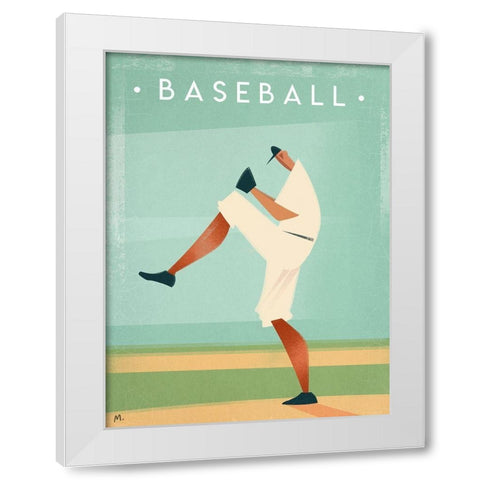 Baseball White Modern Wood Framed Art Print by Wickstrom, Martin