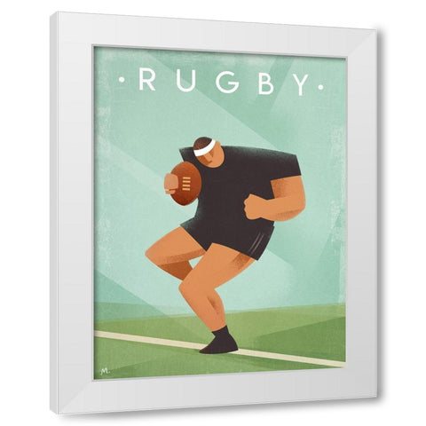 Rugby White Modern Wood Framed Art Print by Wickstrom, Martin