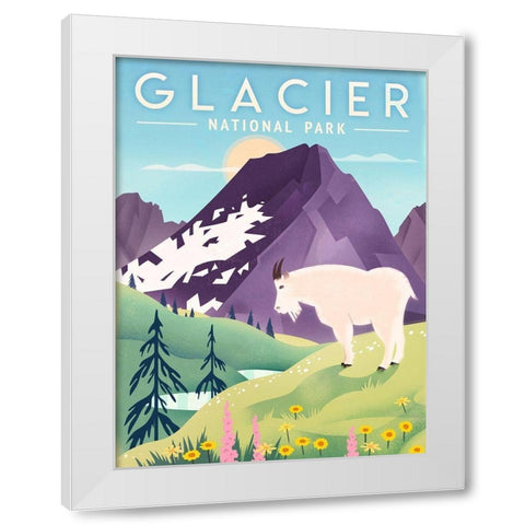 Glacier National Park - Goat White Modern Wood Framed Art Print by Wickstrom, Martin