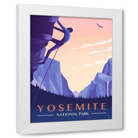Yosemite National Park - Rock Climber White Modern Wood Framed Art Print by Wickstrom, Martin