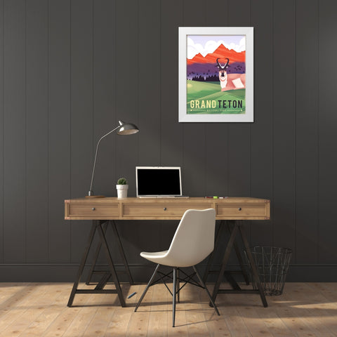 Grand Teton National Park White Modern Wood Framed Art Print by Wickstrom, Martin