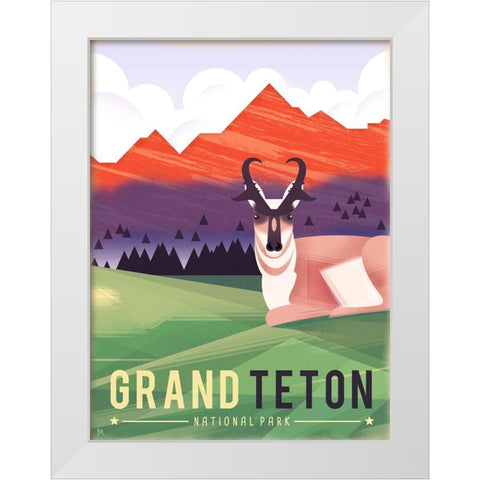 Grand Teton National Park White Modern Wood Framed Art Print by Wickstrom, Martin