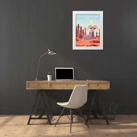 Zion National Park, Utah - Bighorn White Modern Wood Framed Art Print by Wickstrom, Martin