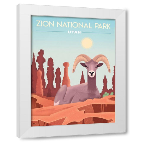 Zion National Park, Utah - Bighorn White Modern Wood Framed Art Print by Wickstrom, Martin