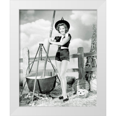 Halloween Witch - Martha Vickers White Modern Wood Framed Art Print by Hollywood Photo Archive
