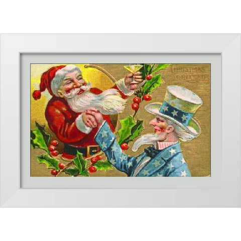 Santa with Uncle Sam Litho White Modern Wood Framed Art Print by Hollywood Photo Archive