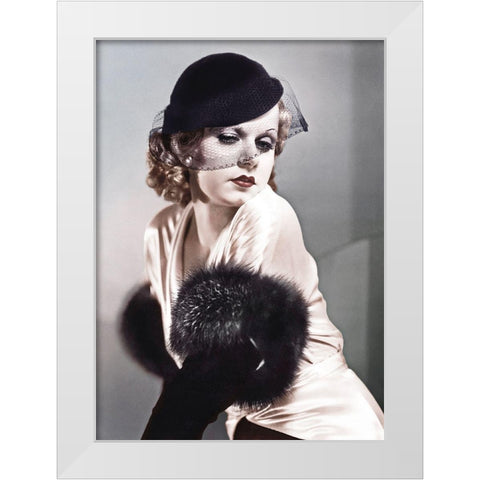 Jean Harlow White Modern Wood Framed Art Print by Hollywood Photo Archive