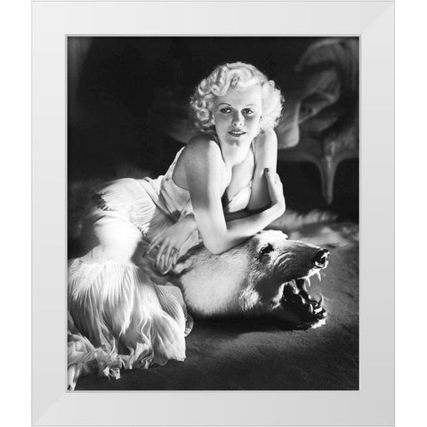 Jean Harlow White Modern Wood Framed Art Print by Hollywood Photo Archive