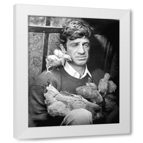 Jean Paul Belmondo White Modern Wood Framed Art Print by Hollywood Photo Archive