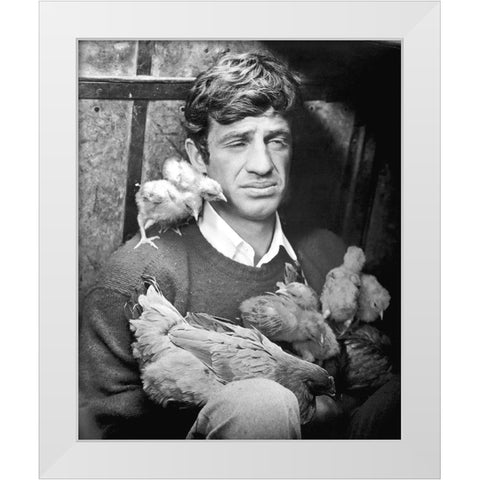 Jean Paul Belmondo White Modern Wood Framed Art Print by Hollywood Photo Archive