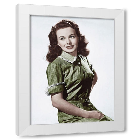Jeanne Crain White Modern Wood Framed Art Print by Hollywood Photo Archive
