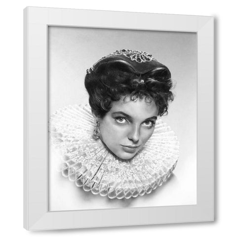 Joan Collins - The Virgin Queen White Modern Wood Framed Art Print by Hollywood Photo Archive