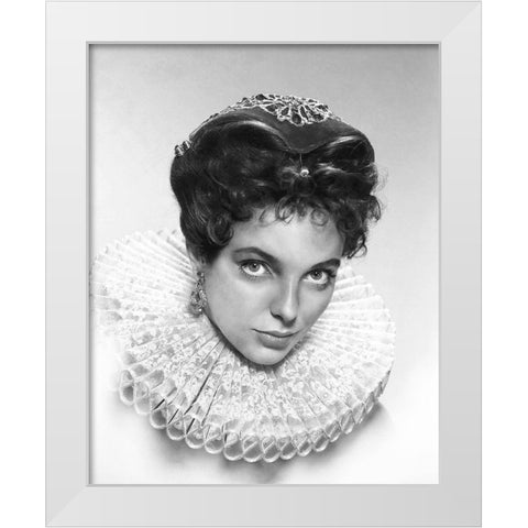 Joan Collins - The Virgin Queen White Modern Wood Framed Art Print by Hollywood Photo Archive
