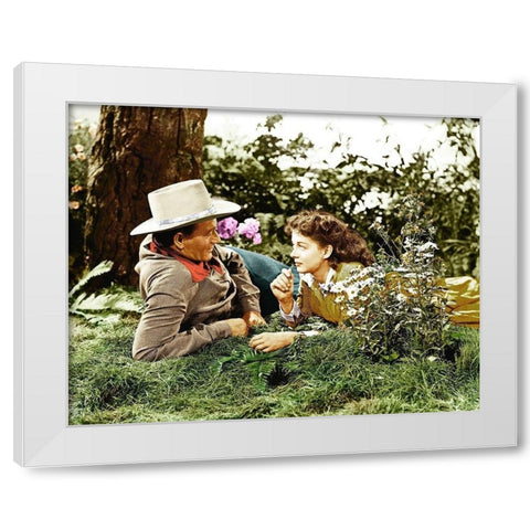 John Wayne White Modern Wood Framed Art Print by Hollywood Photo Archive