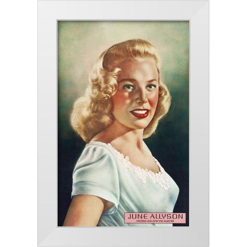 June Allyson White Modern Wood Framed Art Print by Hollywood Photo Archive