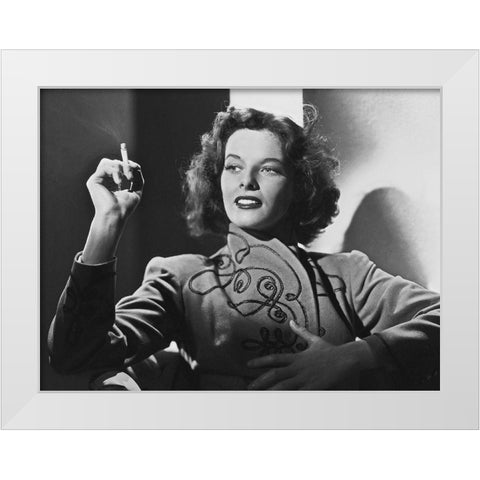 Katherine Hepburn White Modern Wood Framed Art Print by Hollywood Photo Archive