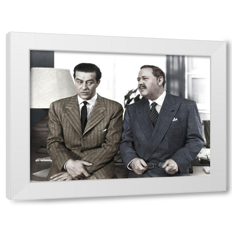 Charles Laughton -  The Big Clock White Modern Wood Framed Art Print by Hollywood Photo Archive