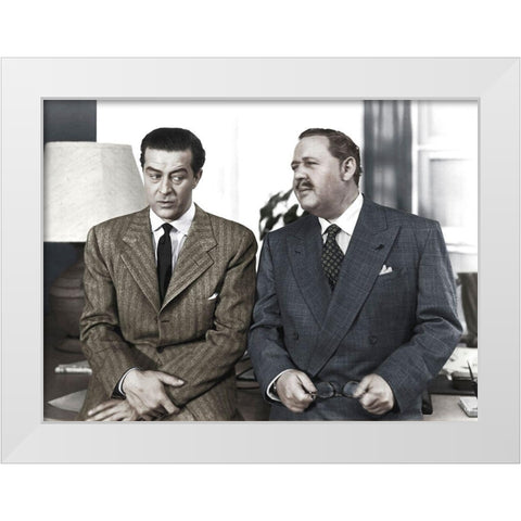 Charles Laughton -  The Big Clock White Modern Wood Framed Art Print by Hollywood Photo Archive