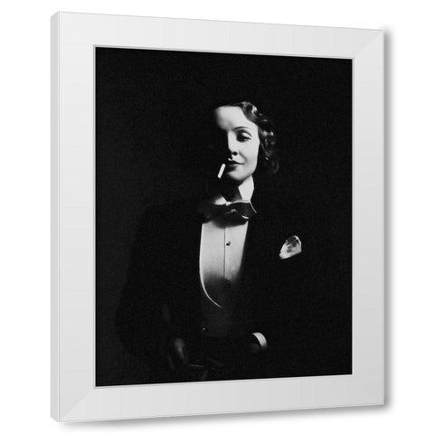 Marlene Dietrich in Top Hat White Modern Wood Framed Art Print by Hollywood Photo Archive