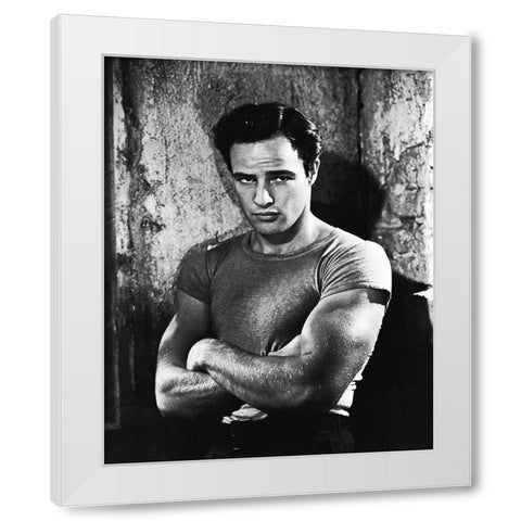 Marlon Brando in A Streetcar Named Desire White Modern Wood Framed Art Print by Hollywood Photo Archive