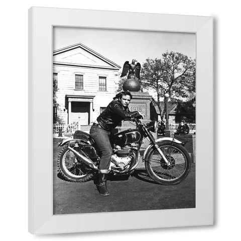 Marlon Brando - The Wild One White Modern Wood Framed Art Print by Hollywood Photo Archive