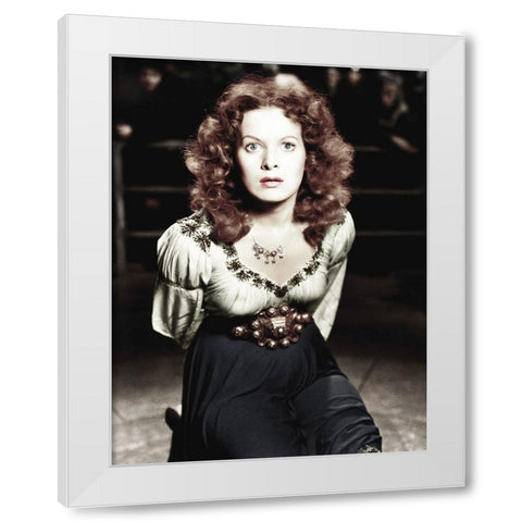 Maureen OHara White Modern Wood Framed Art Print by Hollywood Photo Archive